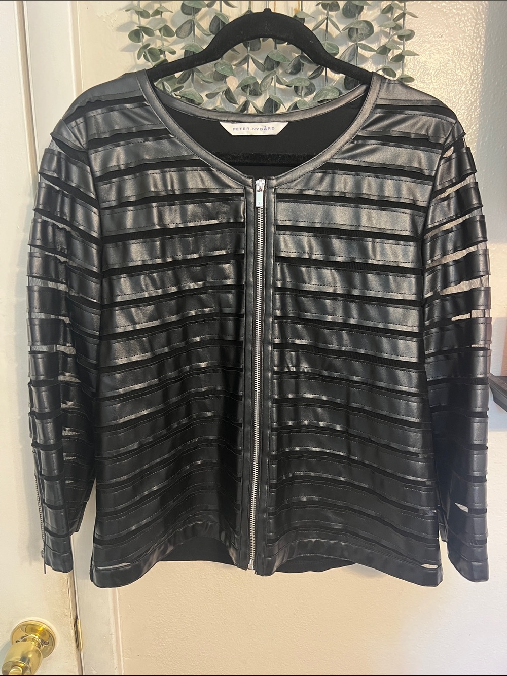 Peter Nygard Faux Leather Zip Jacket size XL